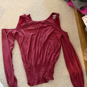 Abercrombie & Fitch Women's Cold-Shoulder Long Sleeve Top in Berry Red